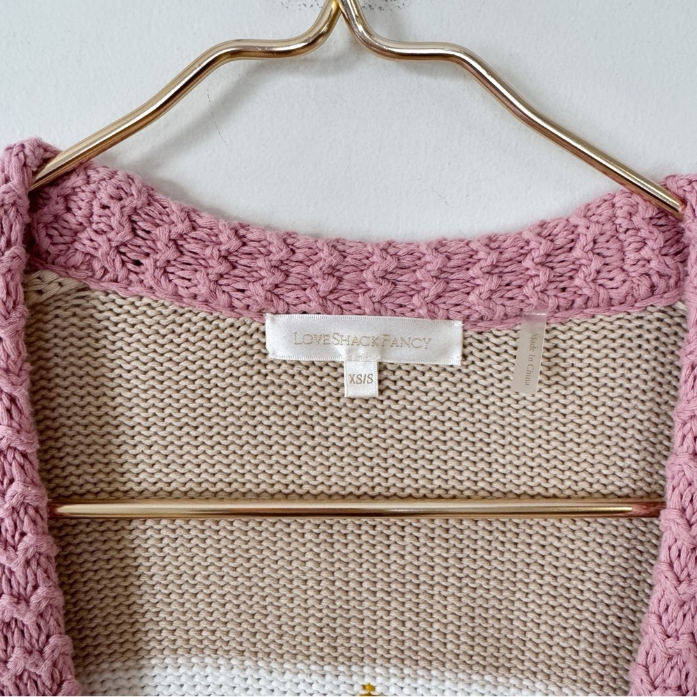 LoveShackFancy Grayson Duster Cardigan Desert Sunset Gingham Striped Star XS / S - Picture 10 of 11